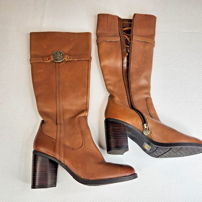 Etienne Aigner Brown Leather Riding Boots Winston Size 8.5 eBay