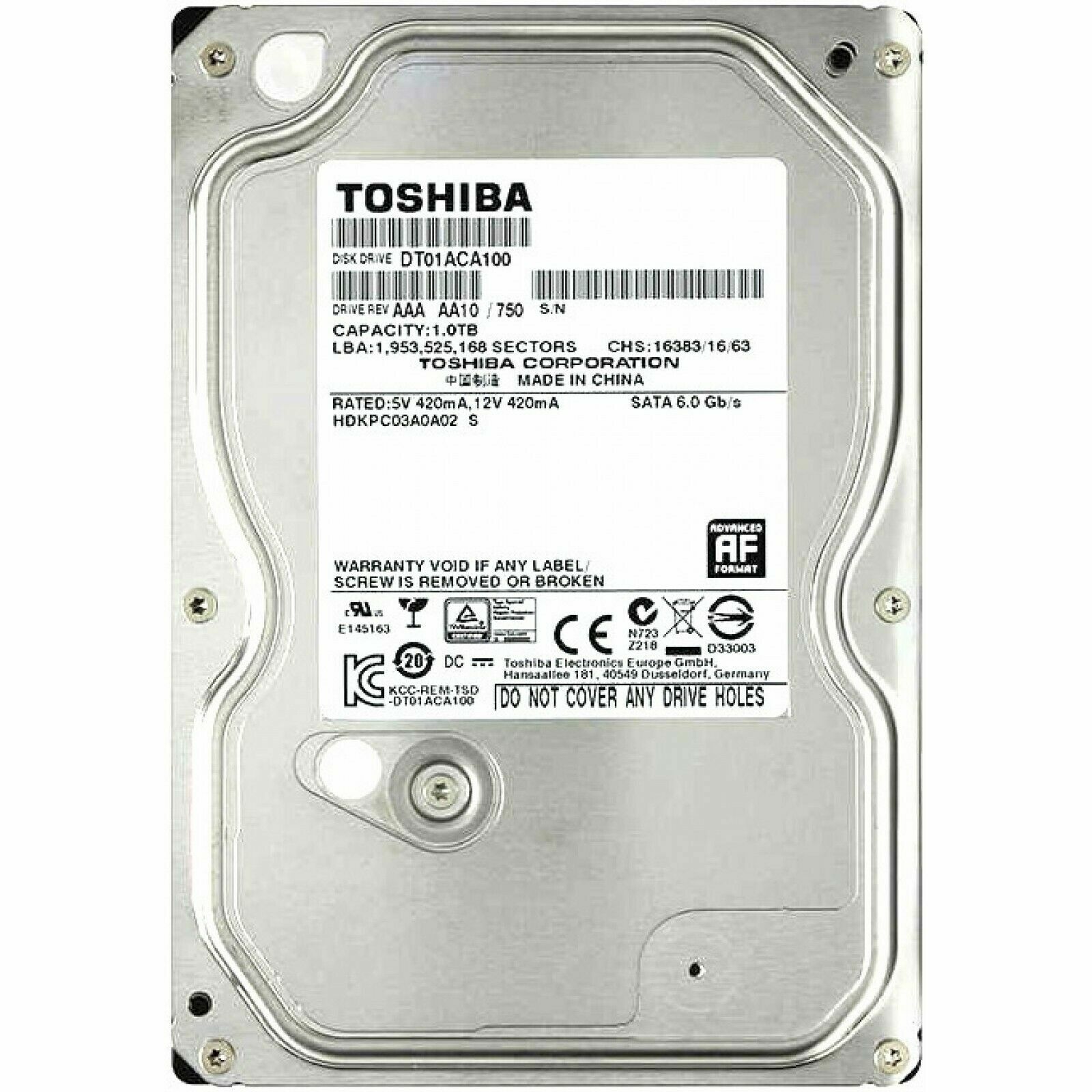 Toshiba 1TB | 3.5" | 7200RPM | SATA 3 | (6Gb/s) Internal Hard Drive for Desktop