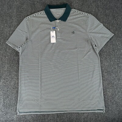 Southern Tide Polo Shirt Men s XL Green Gorgian Bay Performance Frederick Stripe