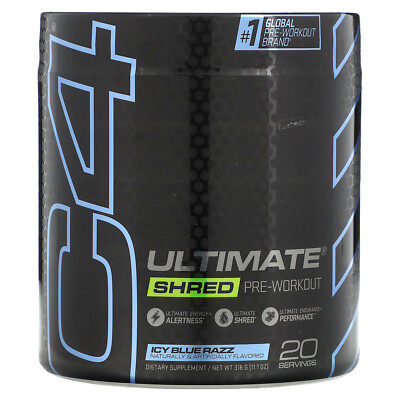 C4 Ultimate Shred, Pre-Workout, Ice Blue Razz, 11,1 унций (316 г)