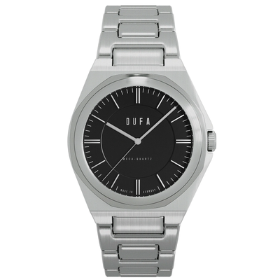 Pre-owned Dufa Wachsmann 32mm Jet Black Ss Watch - Brand