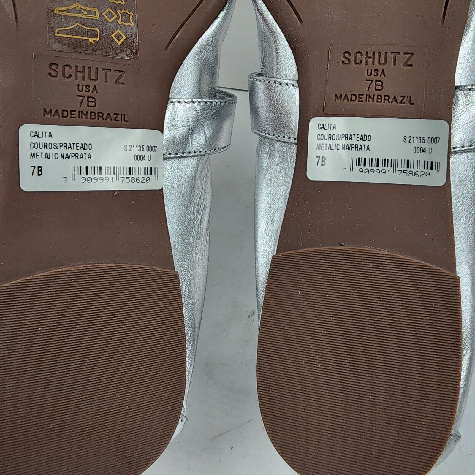 Schutz Calita Slip On Buckled Mary Jane Ballet Flats Women's 7B Prata Round Toe - Picture 10 of 10