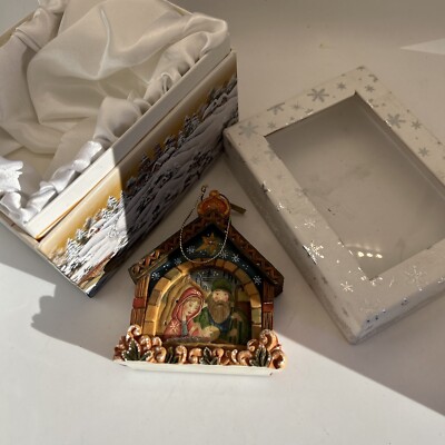 G DeBrekht Artistic Studios Hand Painted Derevo Resin Nativity Ornament Xmass