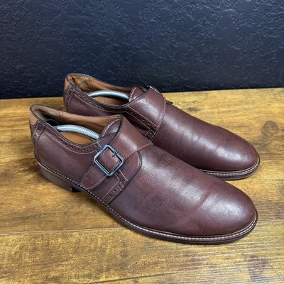 Johnston & Murphy J&M Flex 20-3878 Brown Sheepskin Leather Monk Strap Mens 11M