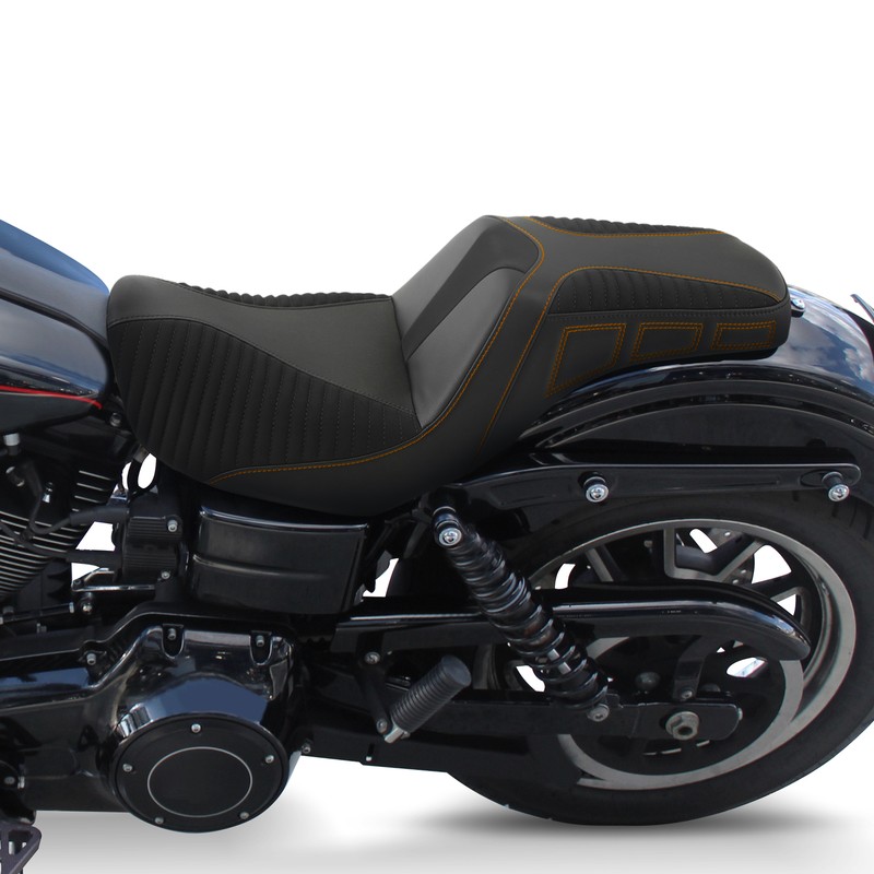 Black+Brown Driver & Passenger Seat Fit For Harley Dyna Super