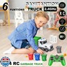 CALEST 2.4Ghz Remote Control Garbage Truck Toys,1/24 RC Garbage Truck with 4 Trash cans 6 Channel Remote Control Waste Management Garbage Truck, 100pcs Garbage Sorting Cards, Gifts for Boys 3+