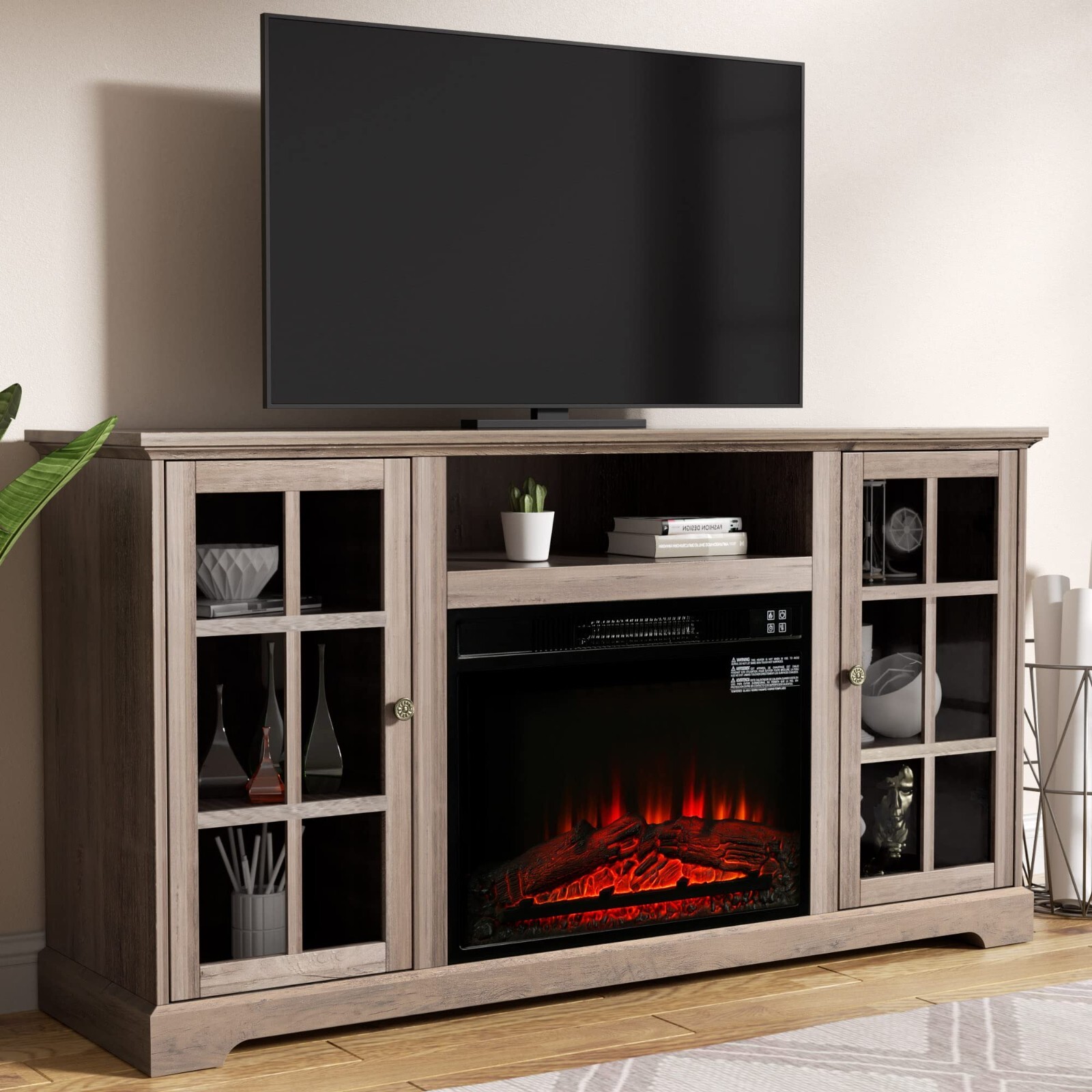 With 23'' Fireplace For 65'' Tv Entertainment Center Console
