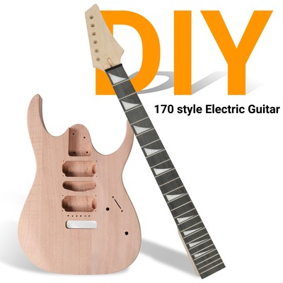 DIY Electric Guitar Kit 6 String Mahogany Body Maple Neck Accessories