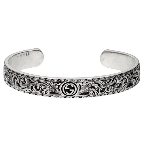 アクセサリー GUCCI Logo Black Patent Silver Bangle Gucci Interlocking G Bangle Black / Silver Silver Sterling