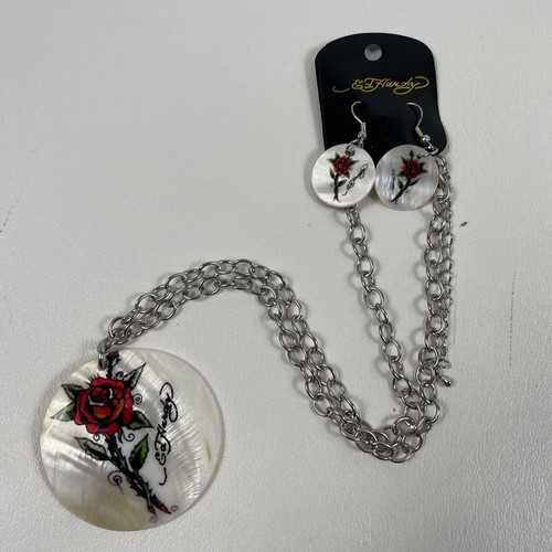 アクセサリー ed hardy necklace silver heart skull y2k Ed Hardy Stainless Steel Heart & Skull Silver Chain Necklace
