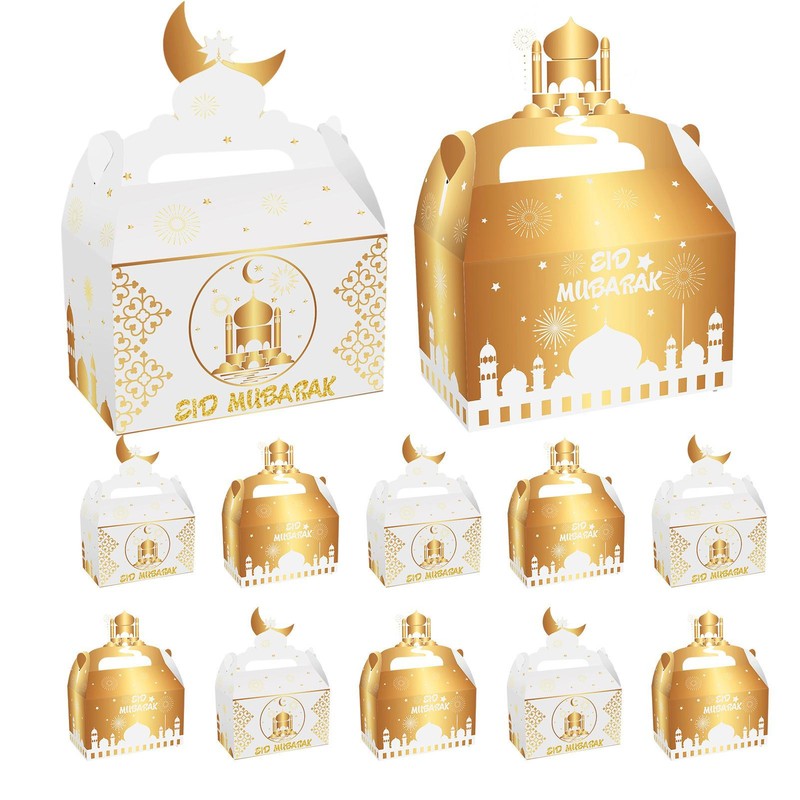 12pcs/set Eid Mubaraks Cake Favor Boxes Ramadans Chocolates Gift Boxes