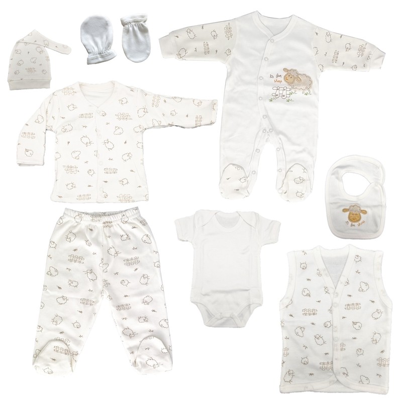 Neugeborenen Baby Kleidung Set Unisex Ausstattung Erstausstattung 8 Teil Lamm