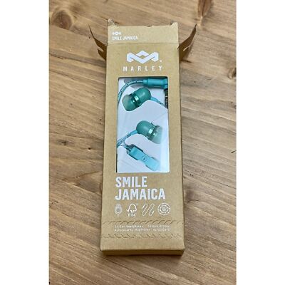 Smile Jamaica Bob Marley Teal Headphones w/microphone 3.5mm 
