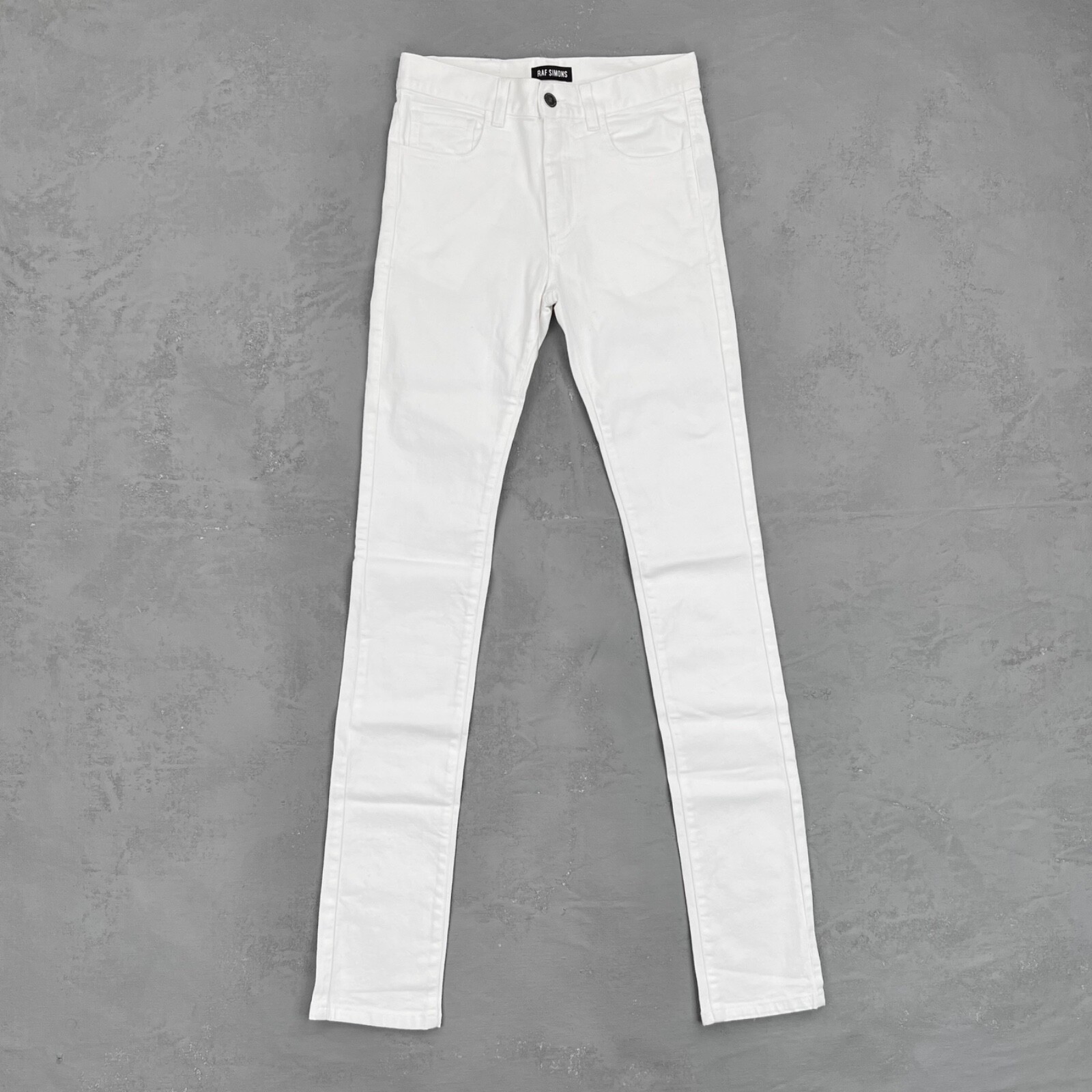 Raf Simons Cotton Blend Skinny Fit White Denim Jeans Fit 28