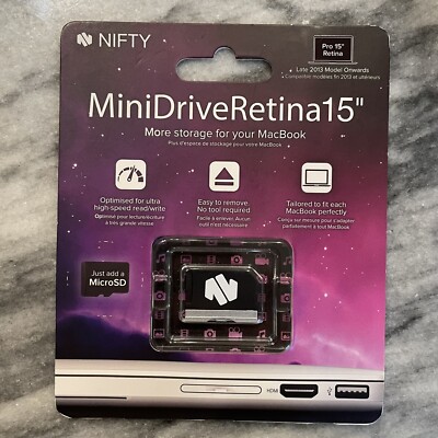 NEW Nifty MiniDrive Micro SD Card Adapter Storage Expansion MacBook Pro 15''