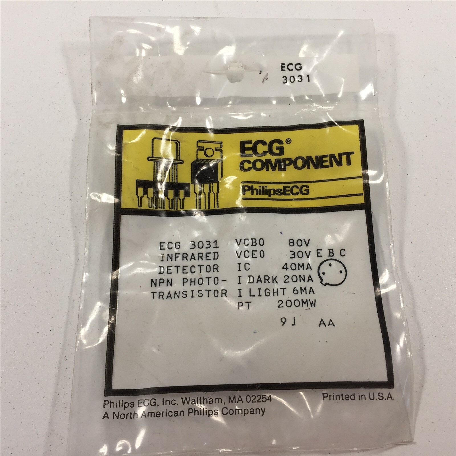 (1) ECG3031 Phototransistor Detector NPNSi, Visible & IR
