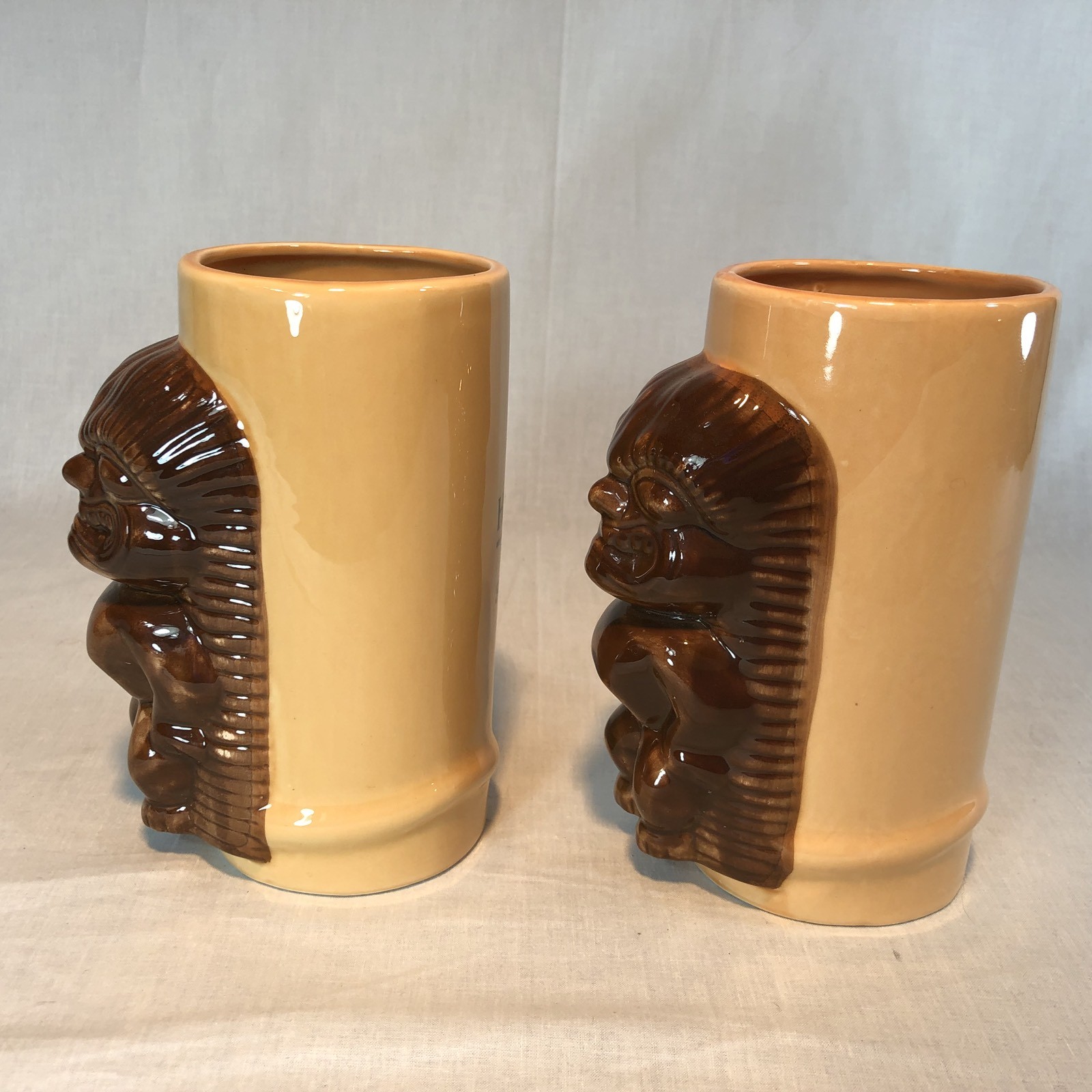 Daga Hawaii Set of 2 Tiki Mugs Al Harrington South Pacific Man Waikiki