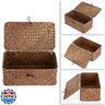 Hipiwe Wicker Shelf Baskets Bin with Lid, Handwoven Seagrass Basket Storage Bins Rectangular Household Basket Boxes for Shelf Wardrobe Home Organizer, Coffee X-Small