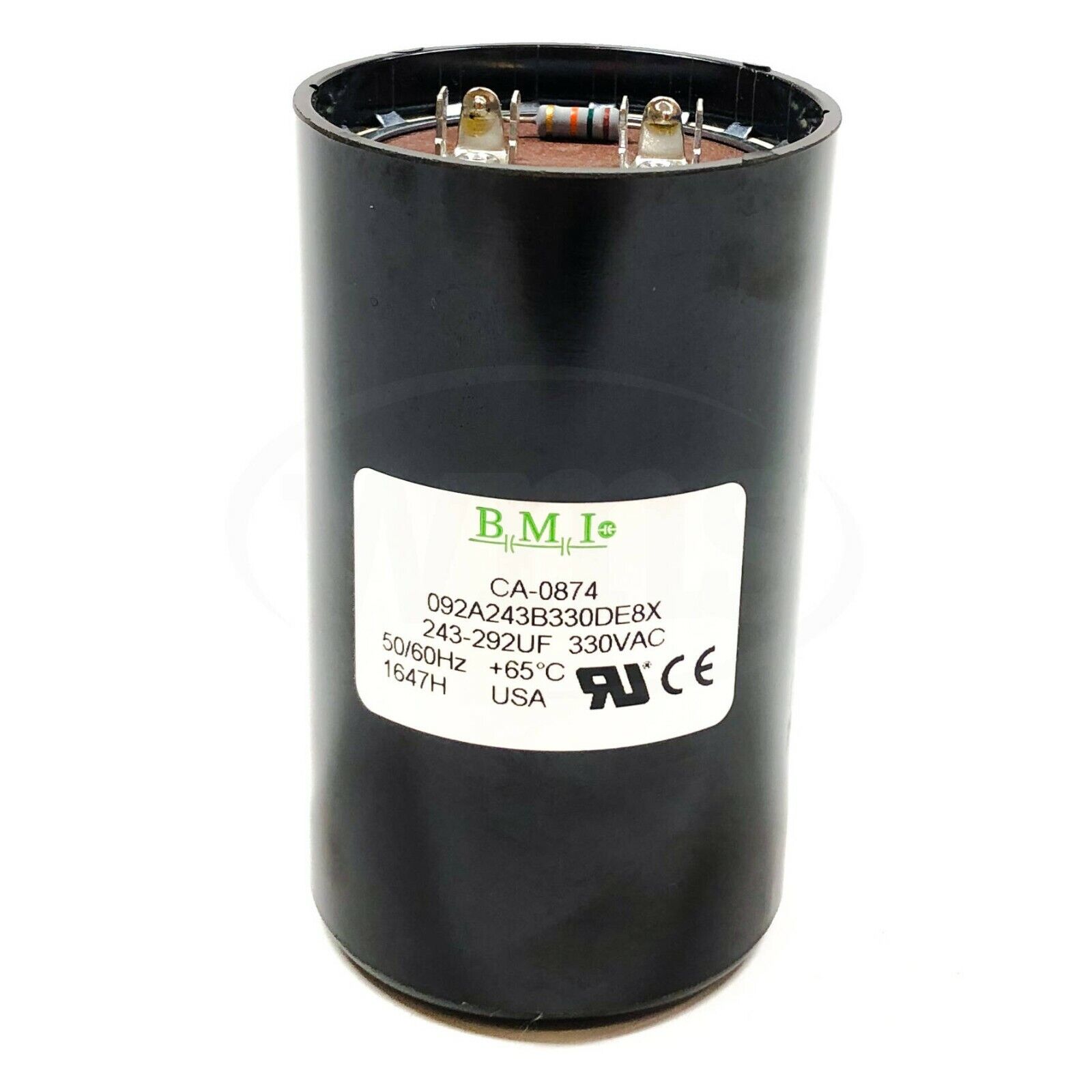 CA-0874 BMI Start Capacitor, 243-292uF, 330VAC, 092A243B330DE8X, 50/60Hz +65°C CA-0874 BMI Start Capacitor, 243-292uF, 330VAC, 092A243B330DE8X, 50/60Hz +65°C
