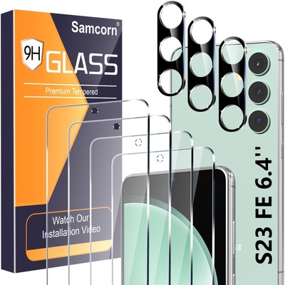 [4+3 Pack] Glass Screen Protector for Samsung Galaxy S23 FE 5G, 9H Tempered G...