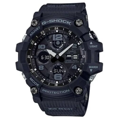 Pre-owned Casio Men's Watch G-shock Master Of Mudmaster Black Ana-digi Dial Gsg100-1a