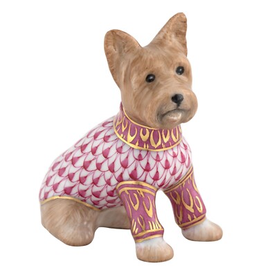 HEREND, YORKSHIRE TERRIER DOG,  PINK FISHNET #VHP-16301,  NEW,  MINT & BOX!