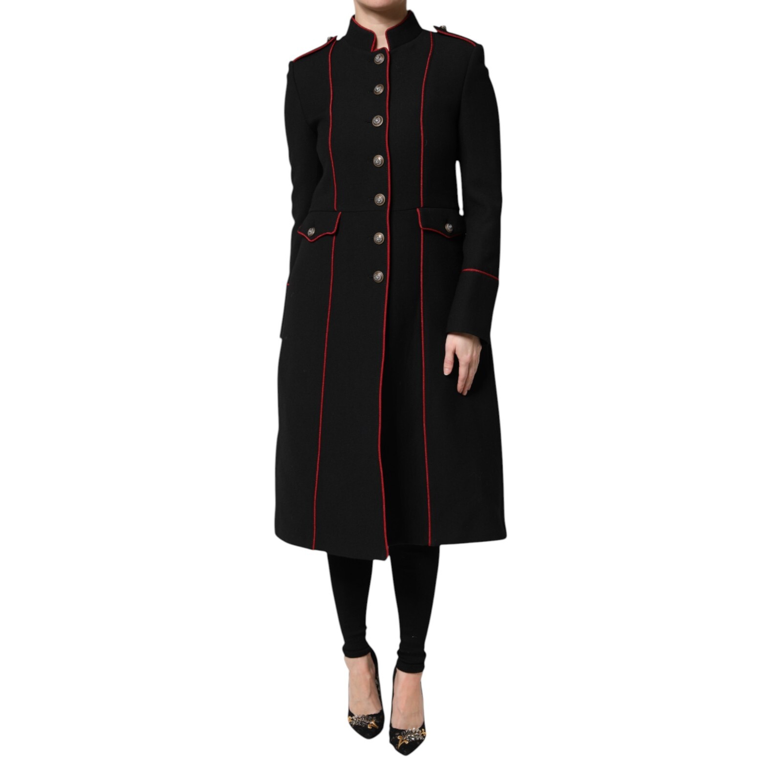 DOLCE & GABBANA Jacket Black Wool Single Breasted TrenchCoat