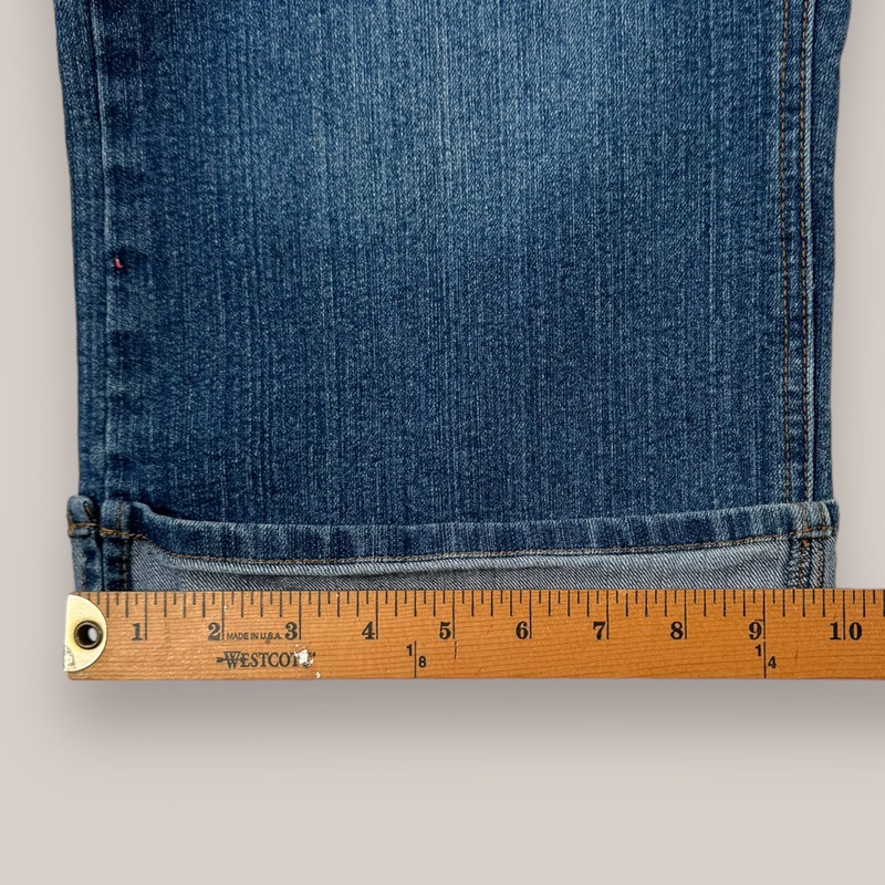Baccini Studded Capri Stretch Cropped Cuffed Blue Denim Jeans Women's Size 18