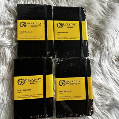 Lot of 4 - Piccadilly black Notebook Hardcover small graph 192 pages NEW 3  x 5 
