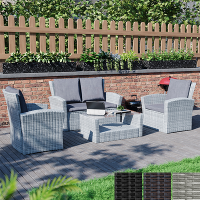 Rattan Garden Furniture 4 Seater Chairs Sofa Coffee Table Patio