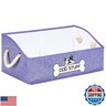 Thankspaw Collapsible Fabric Dog Toy Box and Storage Bin With Handle - Trapezoid Basket Chest Organizer for Pet Toys, Blankets and Accessories, Purple