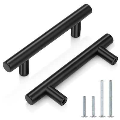 10 Pack|3 Inch Hole Centers Flat Black Cabinet Pulls Modern Cupboard Hardware...