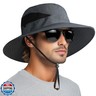 PFFY Sun Bucket Hats for Men Women 3” Wide Brim UPF 50+ Fishing and Beach Hat Darkgrey