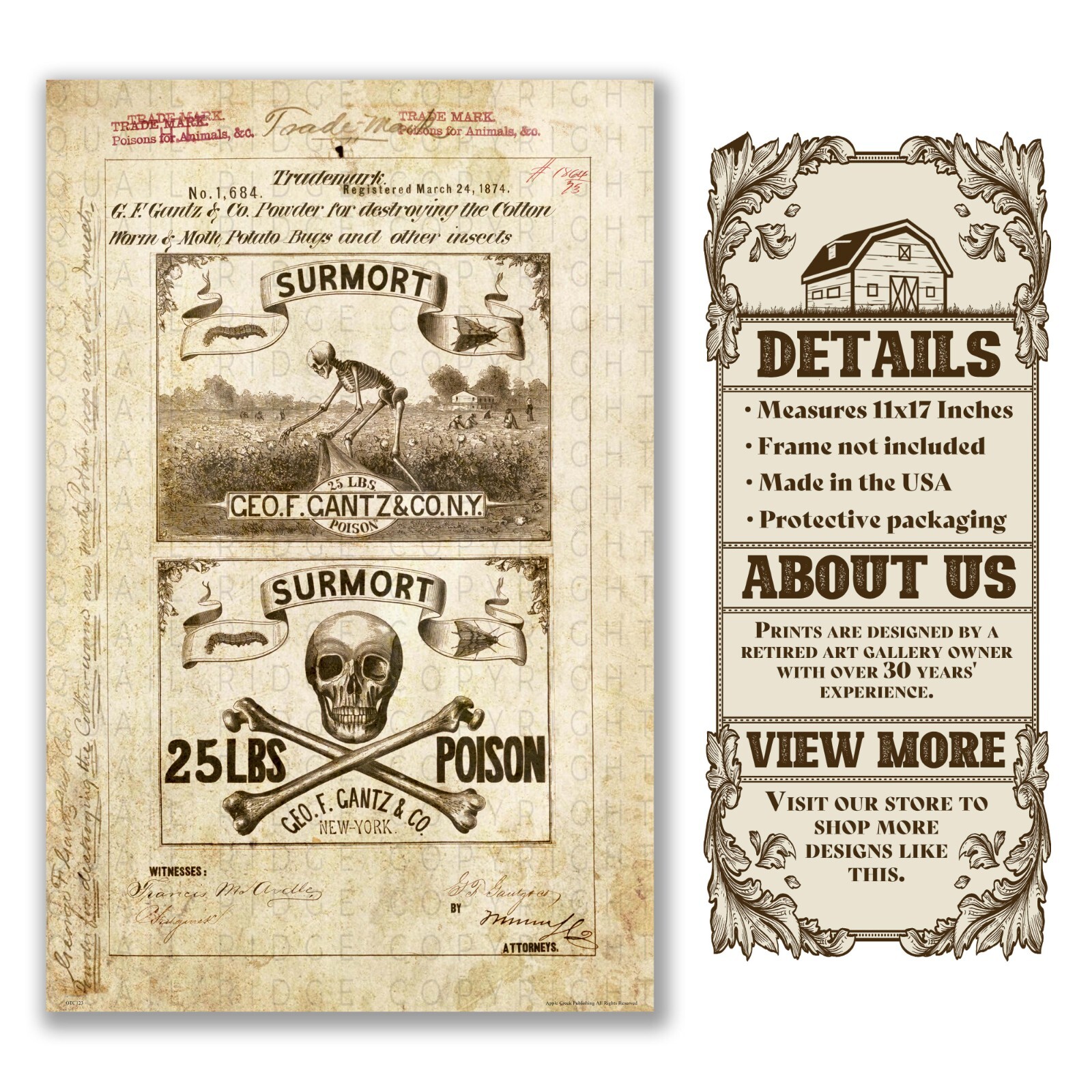 Vintage Pesticide Advertising Art Print Bug Insect Control Office Wall Decor