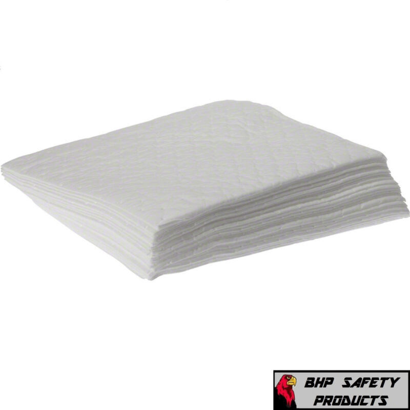 WHITE BONDED OIL ABSORBENT PADS 17"X15" 100 PADS/CASE (ABSORBS ALL HYDROCARBONS)