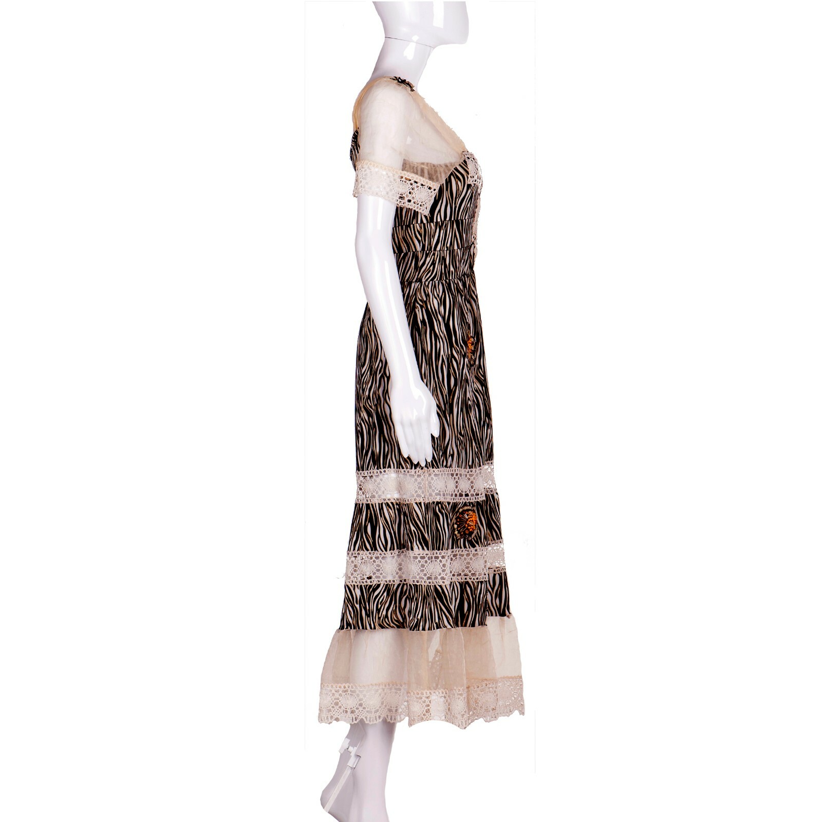 Pre-owned Amira Di Transilvania Women Clothing Summer Dress Fashion Brand Embroidered Black White Animal Print 1