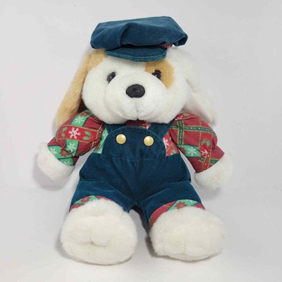 TB Trading Co Dog in Green Velvet Overalls Christmas Stuffed Animal - 10