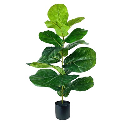 Mainstays 40'' Artificial Fiddle Leaf Fig Plant in Black Plastic Pot
