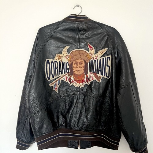 Avirex Jacket Leather Varsity Indian Head Oorang Indians L