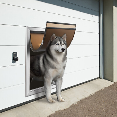 Aluminum Large Pet Dog Door Cat Magnetic Flap Locking Screen Wall Gate Frame XL