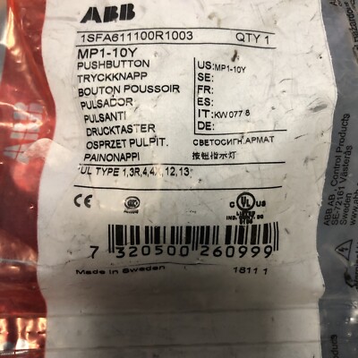 ABB MP1-10Y Modular Series Yellow Push Button Head Momentary 22Mm Cutout