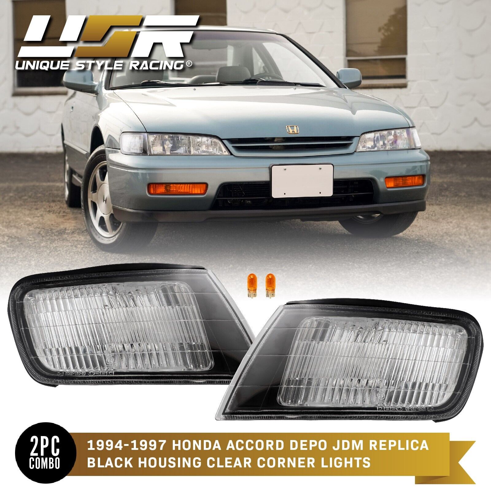 DEPO JDM Spec Black Clear Corner Lights For 1994-1997 Honda DEPO JDM Spec Black Clear Corner Lights For 1994-1997 Honda
