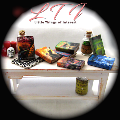 7 HARRY POTTER Miniature Books Dollhouse 1:12 Scale PROP Faux Books Magic 