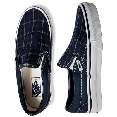 Navy checkered hotsell slip on vans