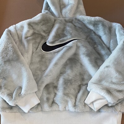 Nike Women's Sportswear Essentials Faux Fur Grey Haze Jacket Size L DD5116 013