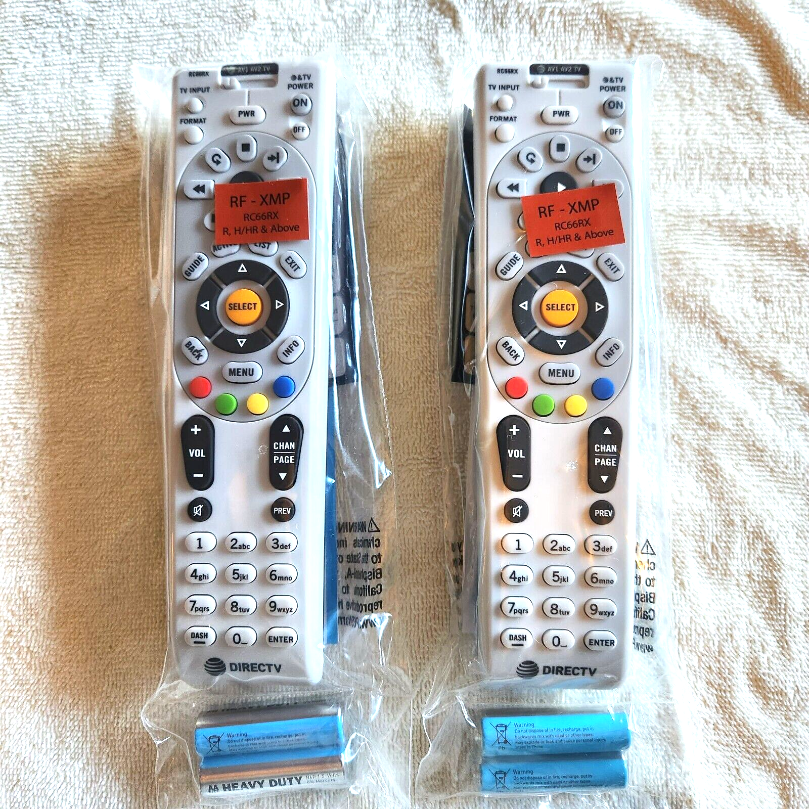 DIRECTV RC66RX / LOT OF 2  IR/RF UNIVERSAL REMOTE CONTROLS / BATTERIES INCLUDED!
