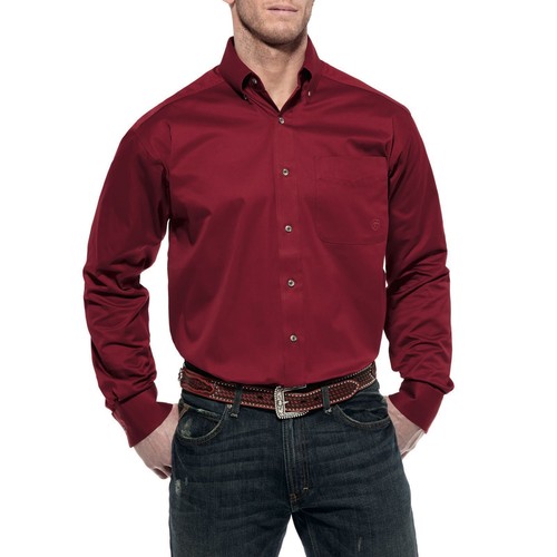 ARIAT Women's Team Kirby Stretch Zinfandel Long Sleeve Button Shirt Plus Burgundy 1X