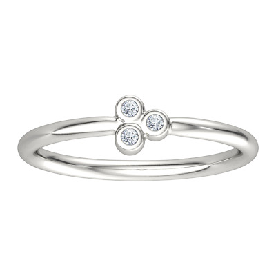 Finecraft Three Bezel Ring with Created Moissanites in Sterling Silver