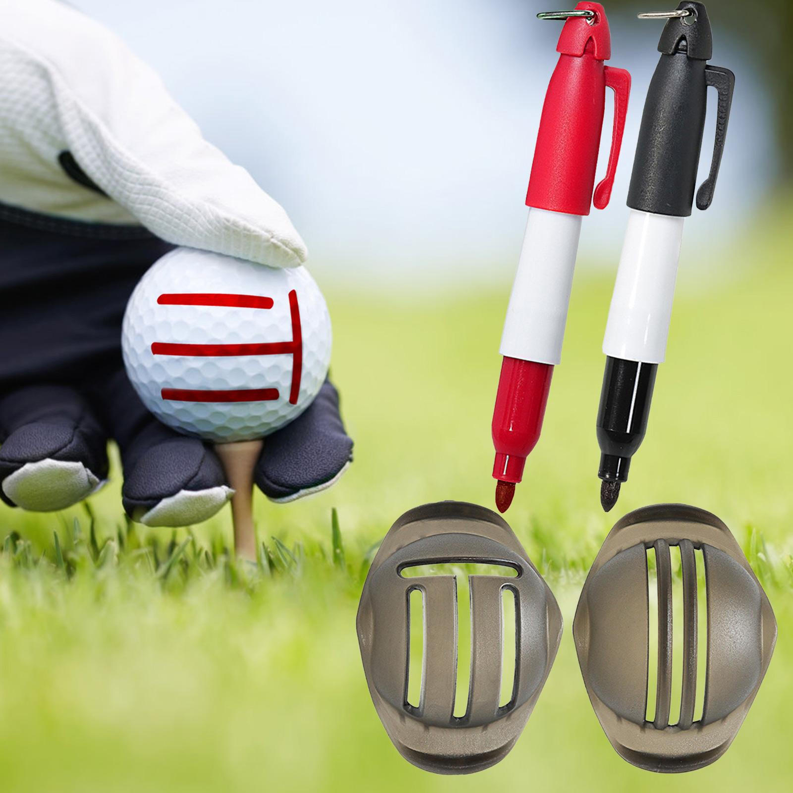 2 Color Pens Golf Ball Marker Golf Alignment Tool With Precision Golf Practical
