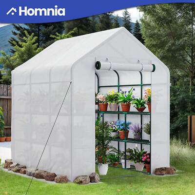 84'' Portable Greenhouse Outdoor Walk In Garden 3 Tier w/ 12 Shelves White House